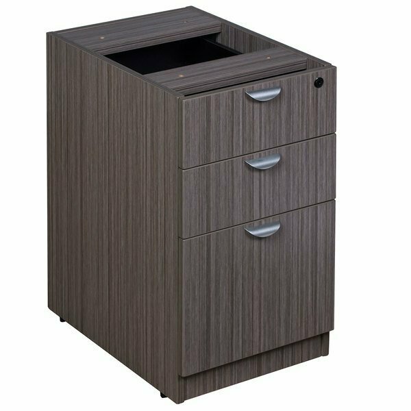 Boss N166-DW Driftwood Laminate Deluxe Pedestal Letter File Cabinet with 2 Box & 1 File Drawer 197N166DW
